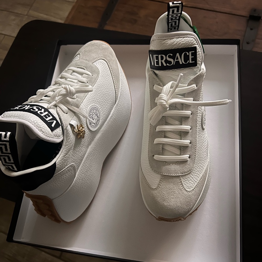 VERSACE WHITE TRIPLATFORM SNEAKERS